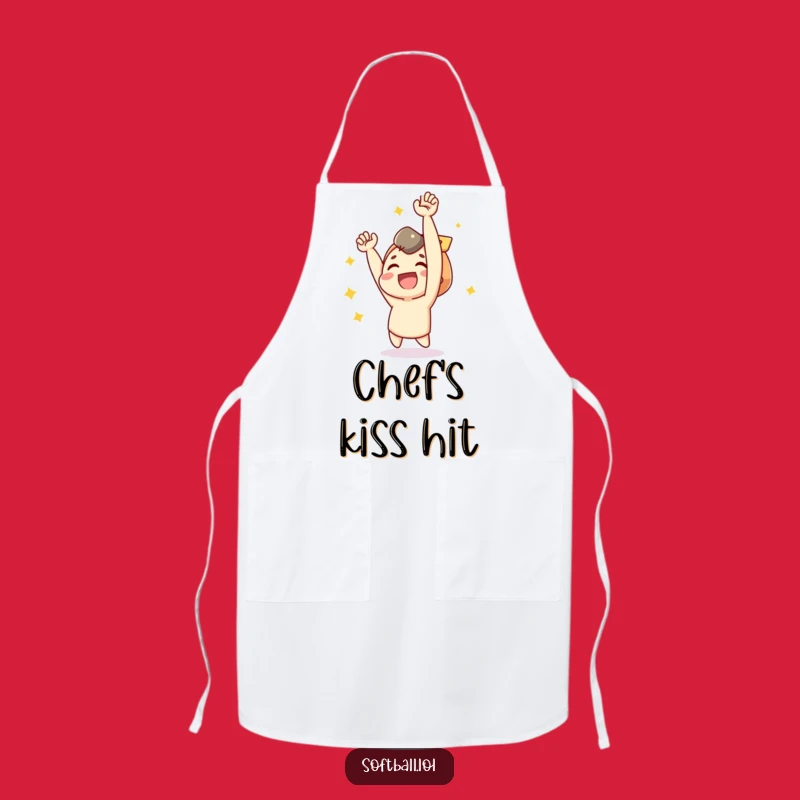 Funny Baseball Chef Apron: Joyful Character Hit Design, Unique Funny Gift