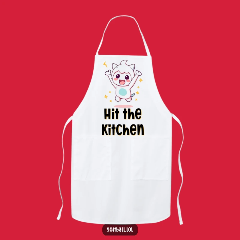 Funny Victory Jump Apron: Kawaii Character Kitchen Celebration, Brilliant Funny Gift