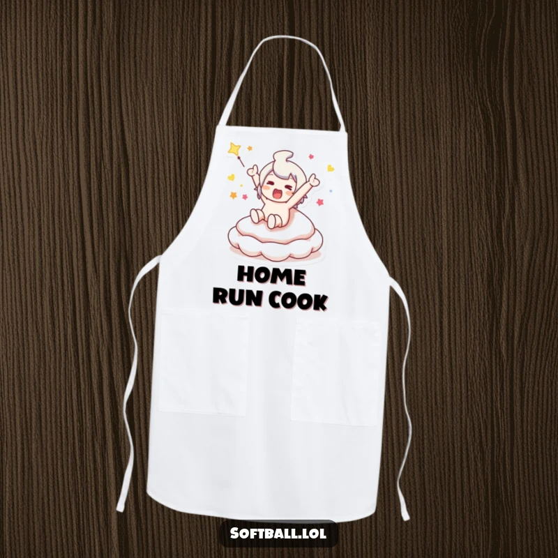 Funny apron with a character sliding into a bouncy base, perfect for adding humor to cooking and BBQ sessions.