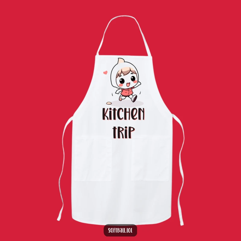 Funny Kawaii Tripping Character Apron: Kitchen Base Runner Fun