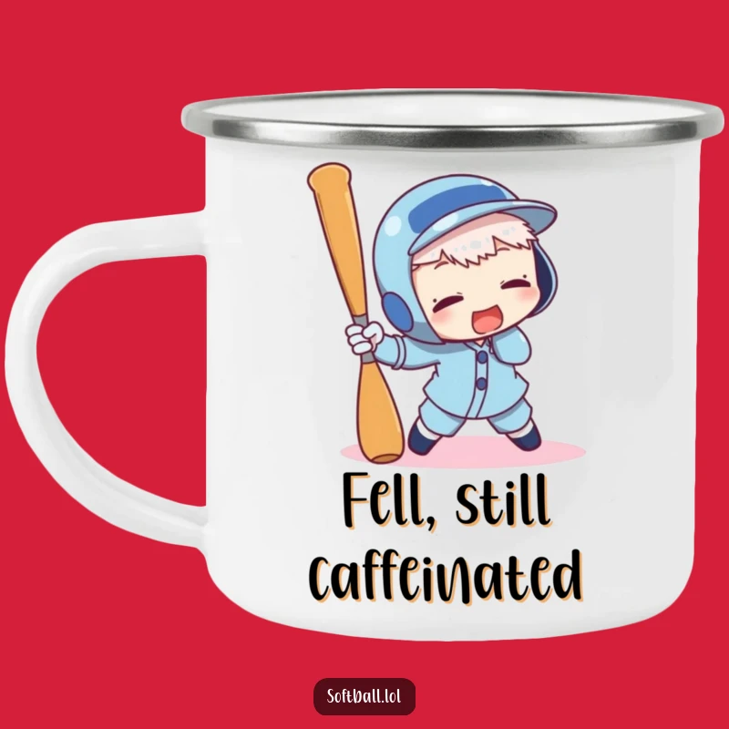 Funny Baseball Bat Tripping Camping Mug - Outdoor Laughs with Character