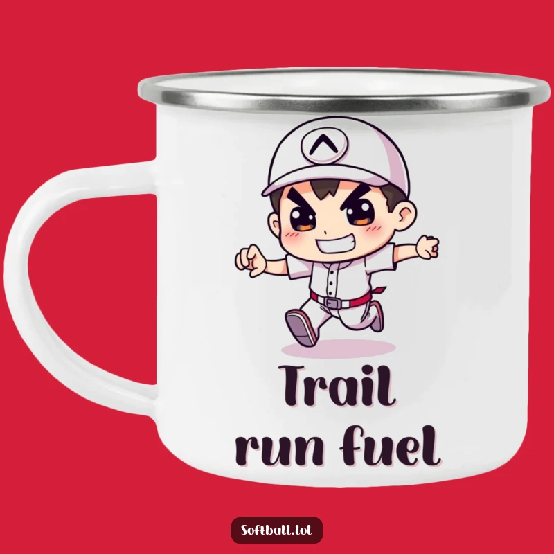 Funny Camping Mug - Determined Runner Enamel Cup, Perfect Trail Gift