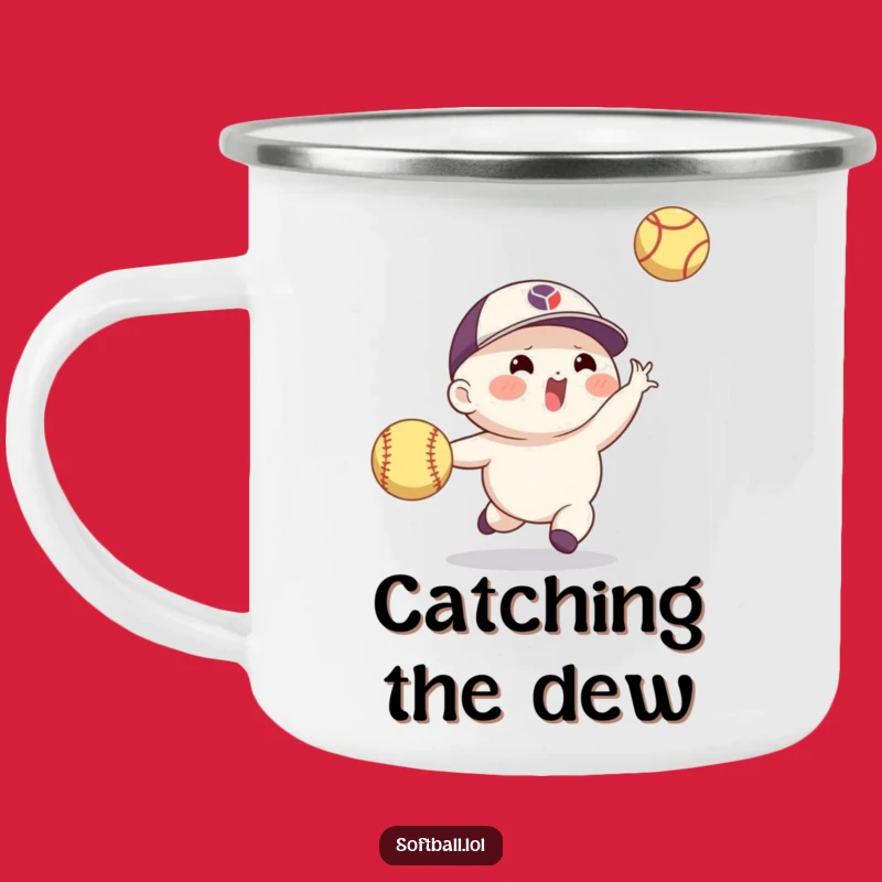 Funny Softball Catch Camping Mug: Agile Character's Skill, Durable & Hilarious Funny Gift