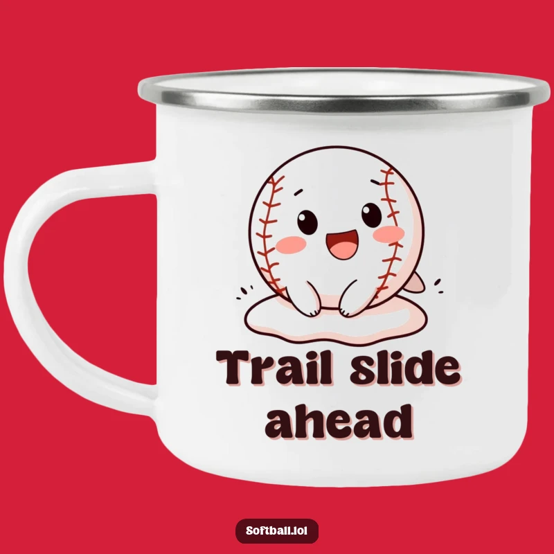 Funny Softball Slide Camping Mug: Cheerful Character's Adventure, Durable & Hilarious Funny Gift
