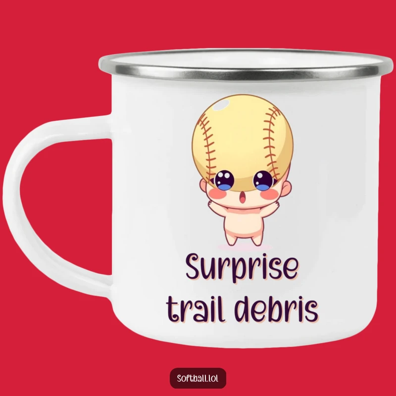 Funny Surprised Softball Camping Mug: Outdoor Reaction, Perfect Gift