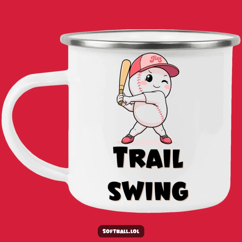 Funny Softball Camping Mug: Confident Outdoor Swing, Ideal Funny Gift