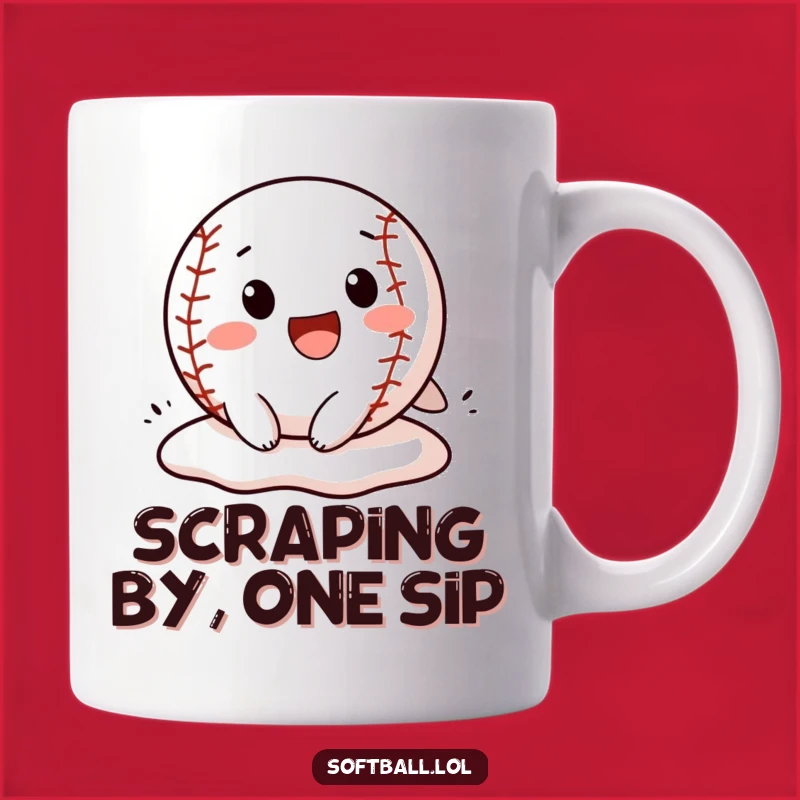 Funny Softball Slide Mug: A Cheerful Character's Headfirst Base Steal Action, Perfect Funny Gift