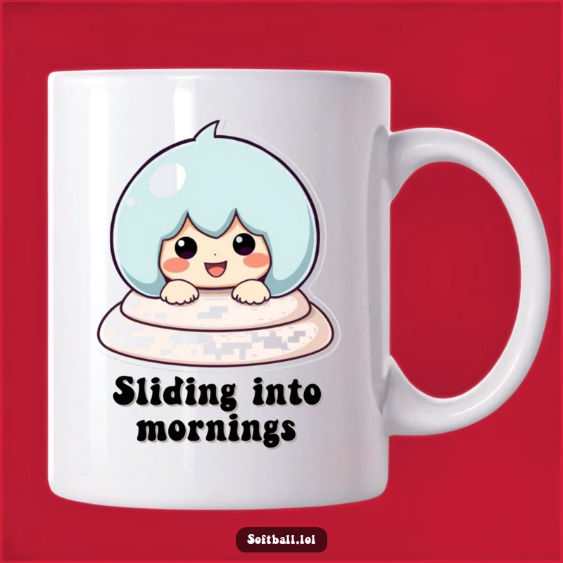 Funny Baseball Sliding Mug: Kawaii Character Steals Bases with Funny Gift!
