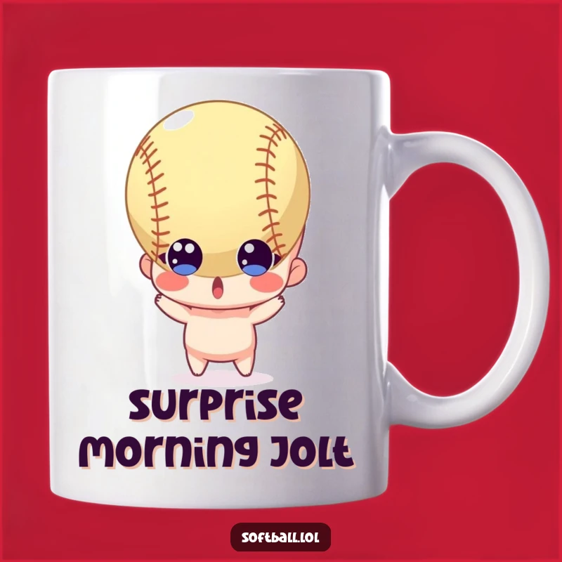 Funny Surprised Softball Mug: Fast Action Humor, Perfect Gift