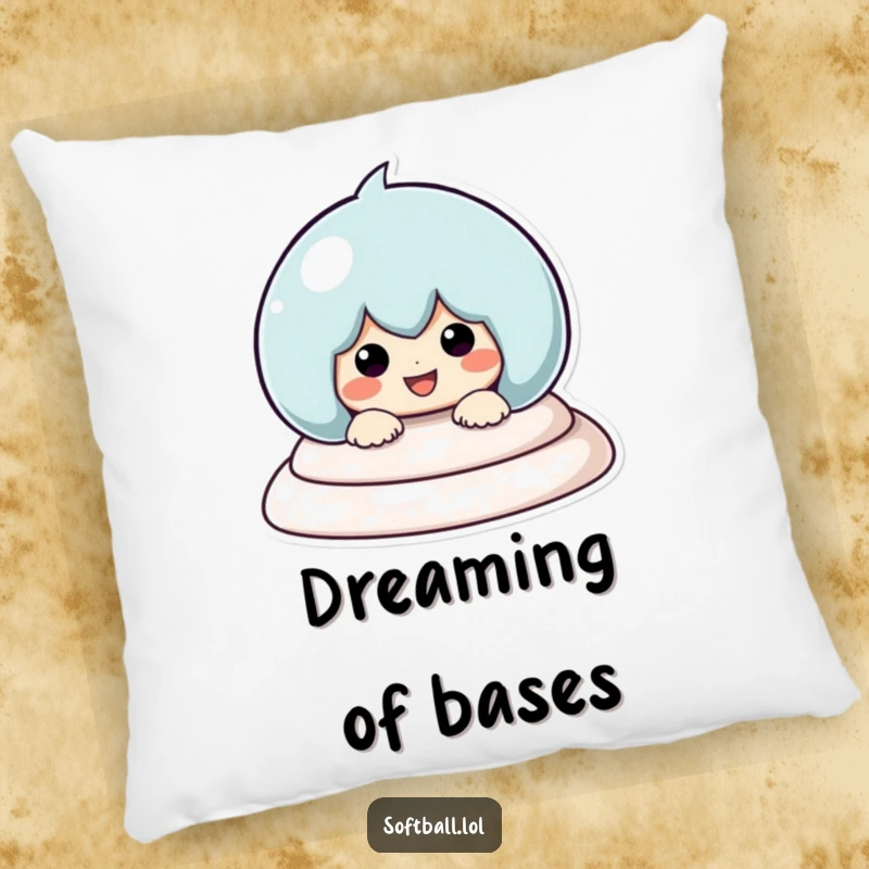 Funny Sliding Baseball Pillow, featuring a kawaii character sliding with a smile, perfect for adding comfort and sporty humor to any room.