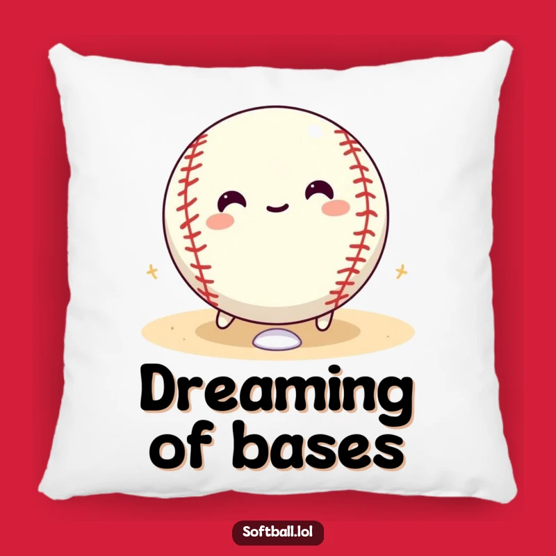 Funny Softball Cozy Pillow: Glee Rolling Bases Accent