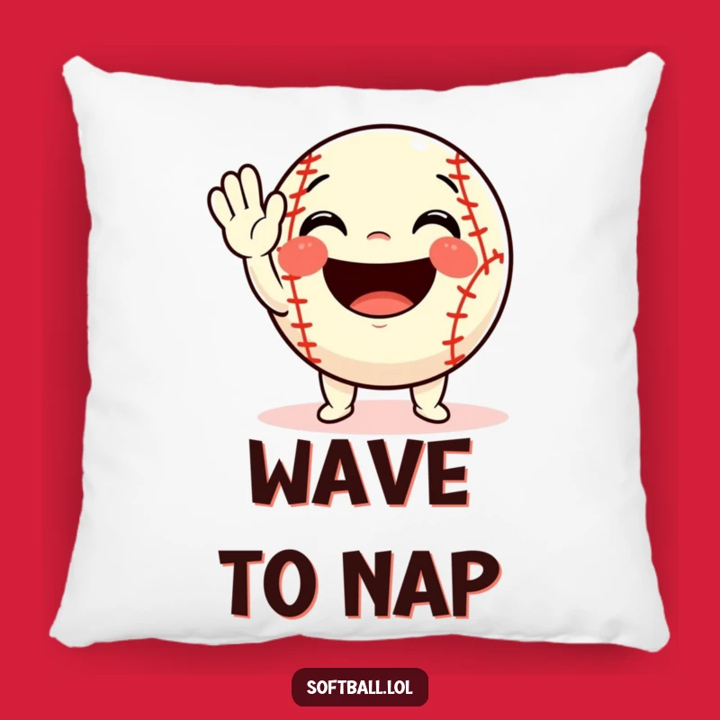 Funny Softball Wave Pillow: Cheerful Character Comfort, Cozy & Humorous Funny Gift