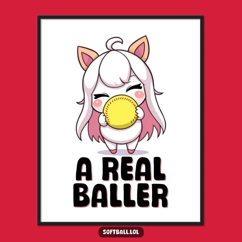 Funny Softball Digital Art - Winking Player Printable, Instant Laugh Gift