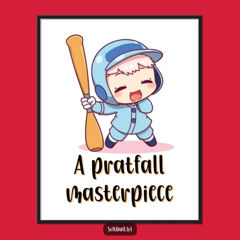 Funny Baseball Bat Tripping Digital Print - Instant Hilarious Character Art
