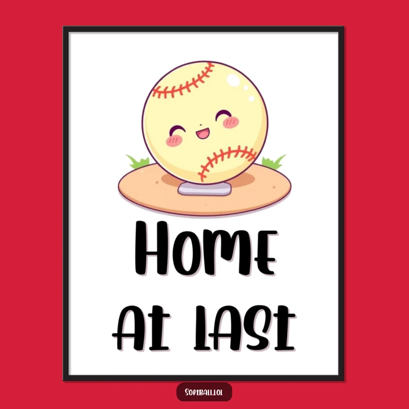 Funny Softball Sliding Digital Art - Instant Download Action Decor
