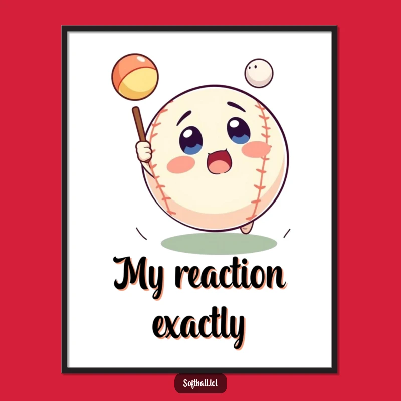 Funny Surprised Softball Digital Art - Instant Laughs for Your Space