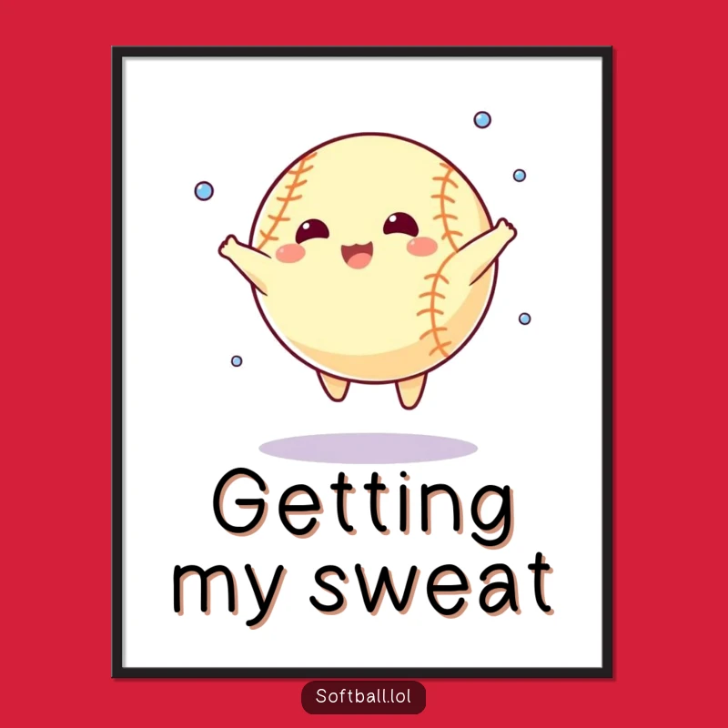 Funny Softball Star Jump Digital Art - Instant Download Motivational Decor