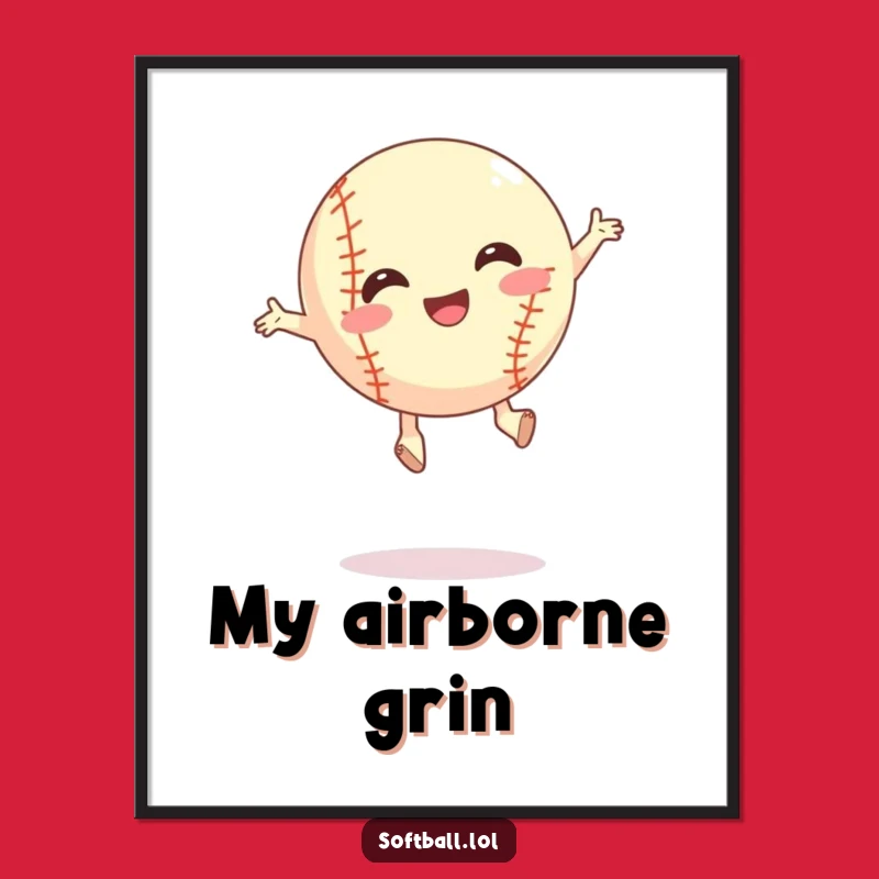 Funny Silly Jump Softball Digital Art - Instant Energetic Print