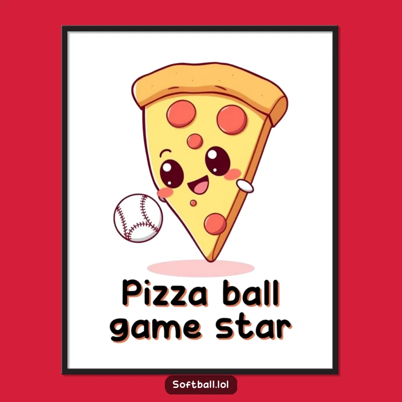 Funny Pizza Baseball Digital Art - Instant Goofy Download Gift