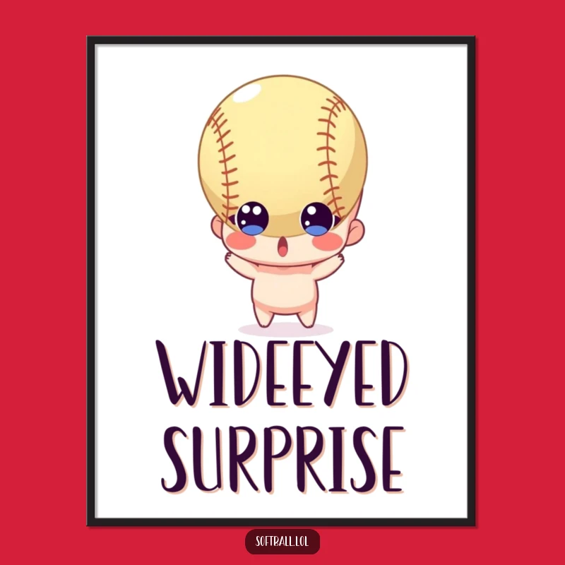 Funny Surprised Softball Digital Print: Reaction Art, Instant Download