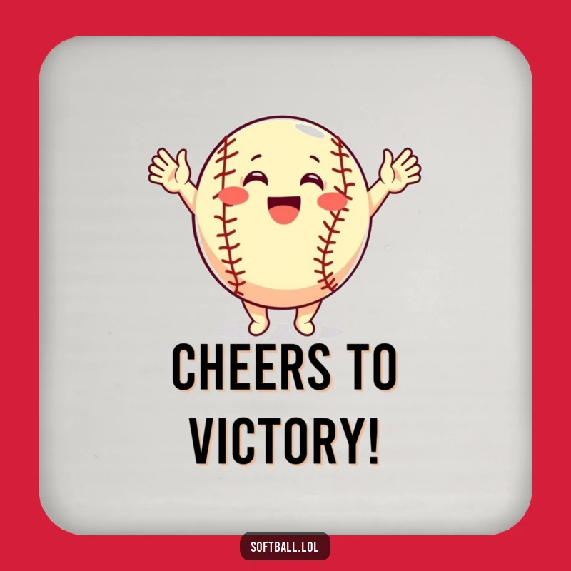 Celebration Softball Coaster: Funny Cheering Arms, Protect Surfaces Gift