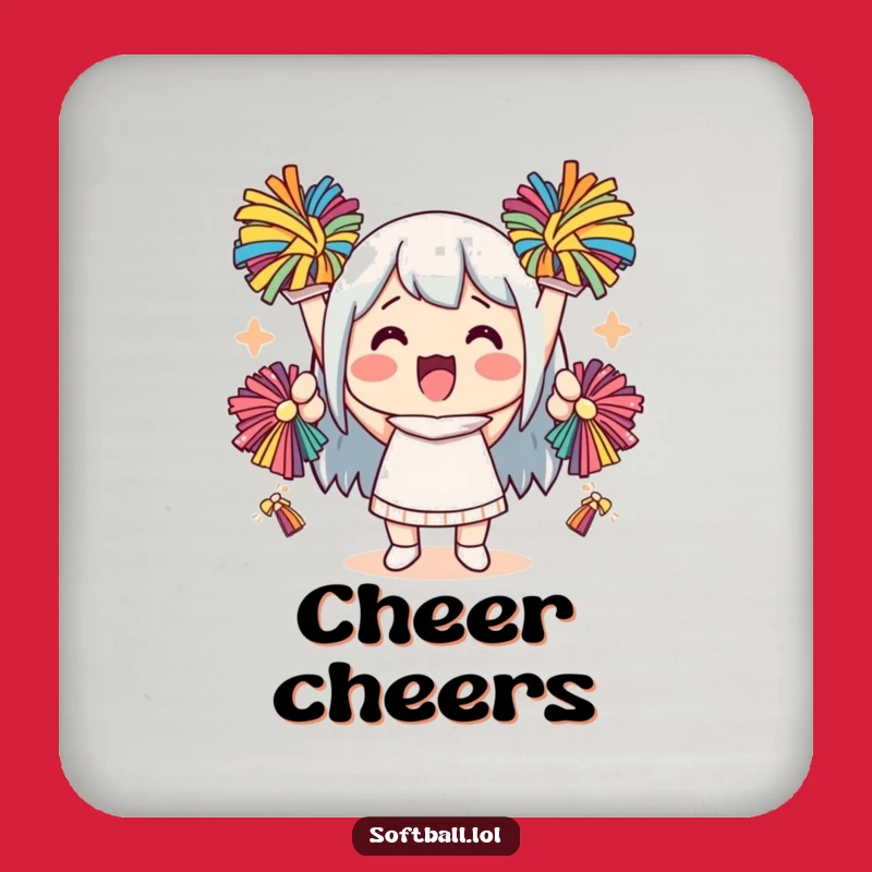 Funny Kawaii Cheering Character Coaster: Pom-Pom Spirit Protection