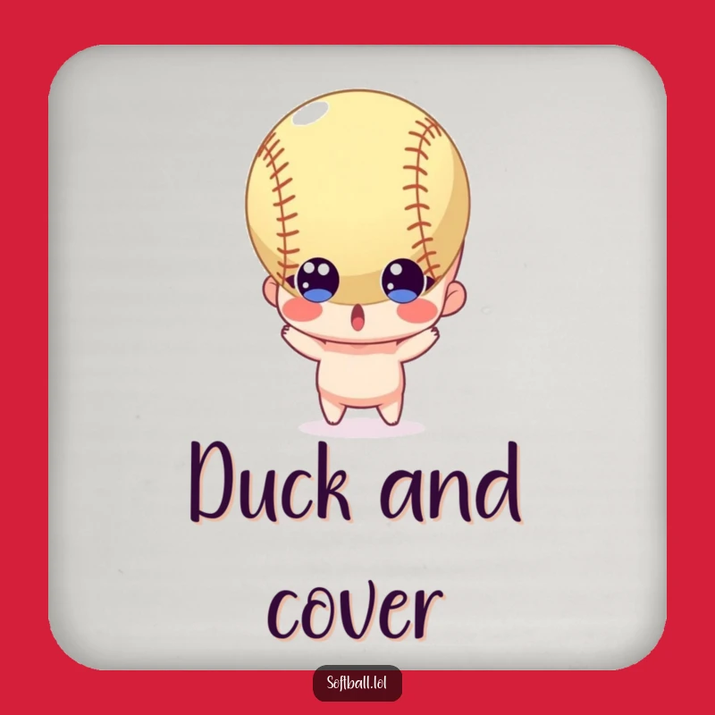 Funny Surprised Softball Coasters: Protect Surfaces with Humor, Perfect Set