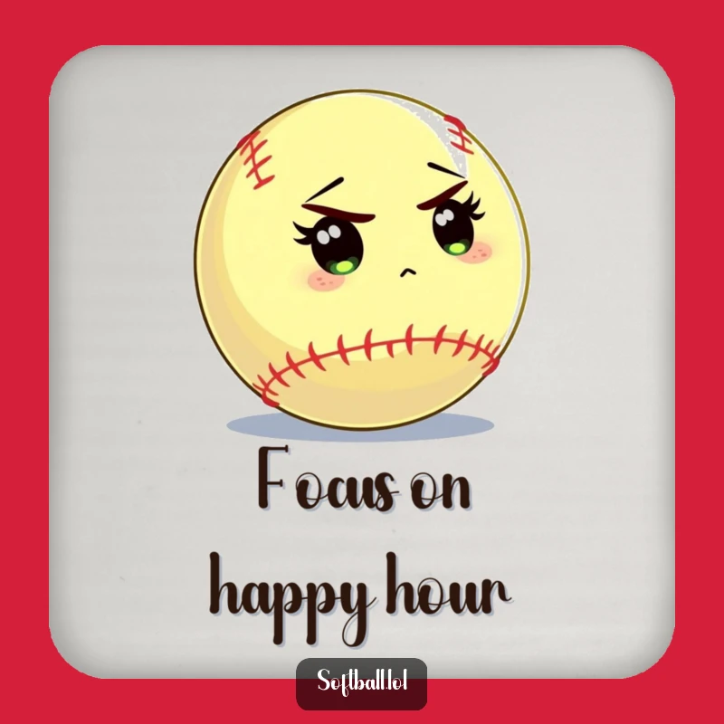 Funny Softball Focus Coaster: Intense Batter Stare Table Decor