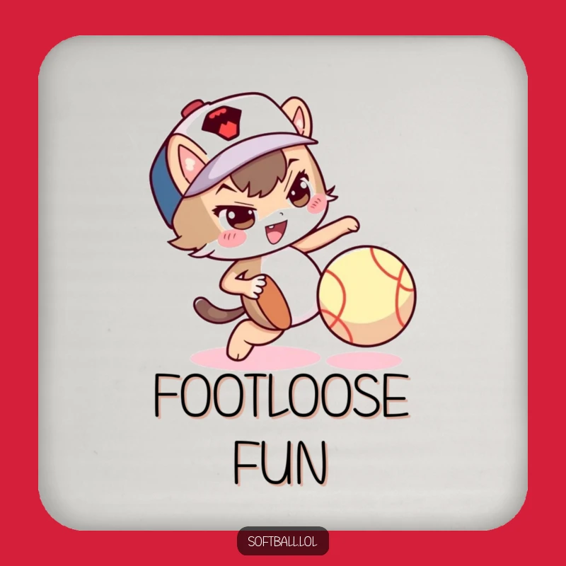 Funny Softball Coaster Set: Mischievous Character Dribble, Great Funny Gift