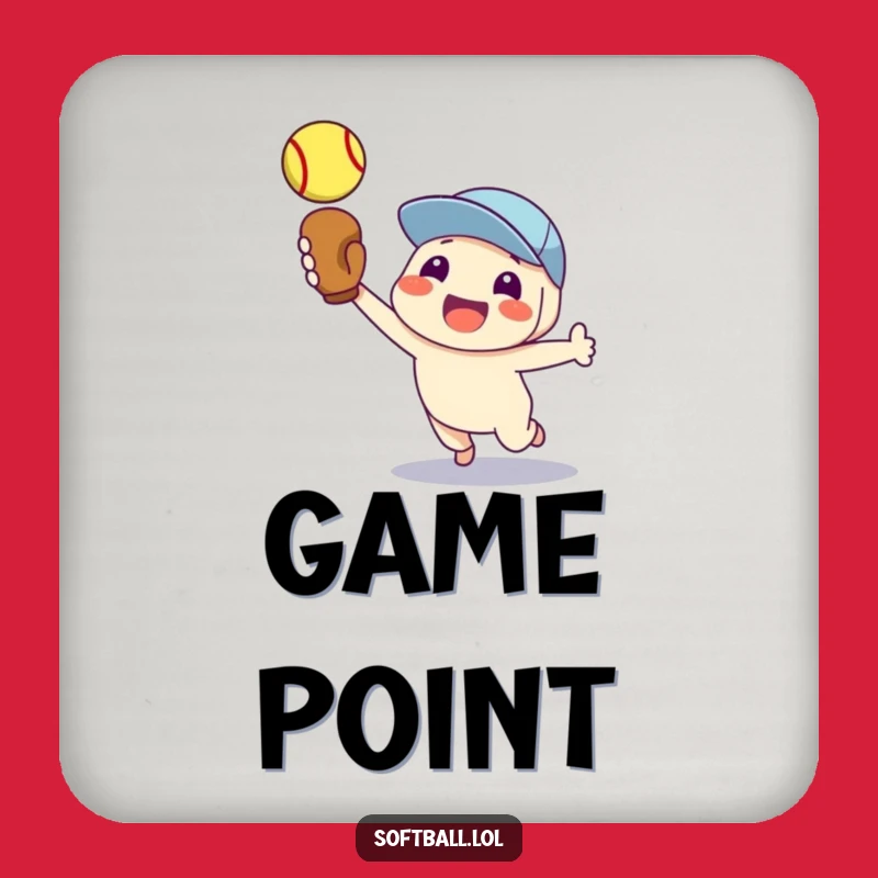 Funny Softball Coaster Set: Proud Character Catch Design, Great Funny Gift