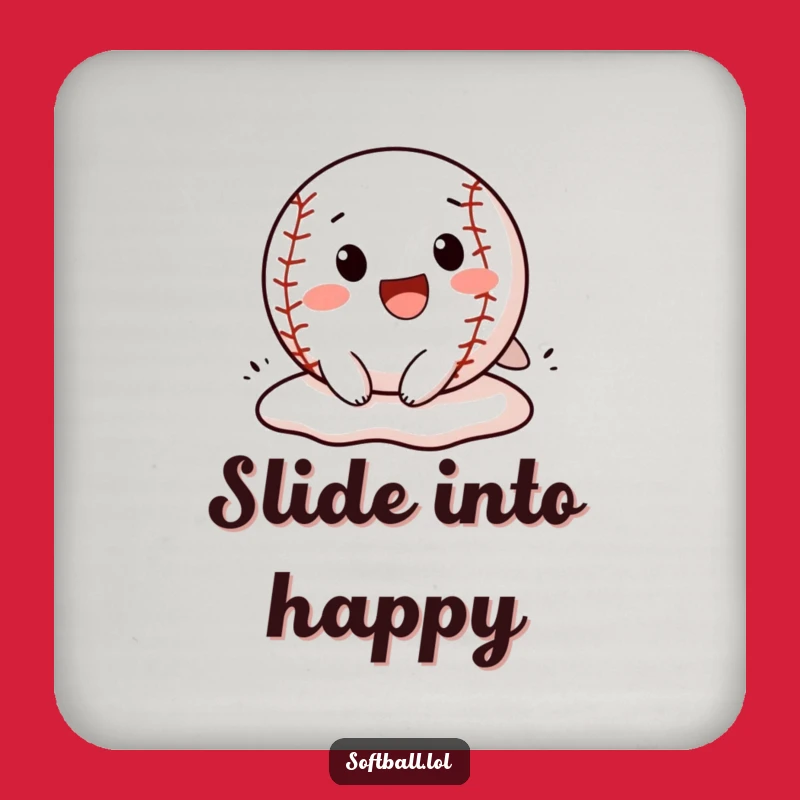 Funny Softball Slide Coasters: Cheerful Character Protects Surfaces, Humorous Set, Great Funny Gift