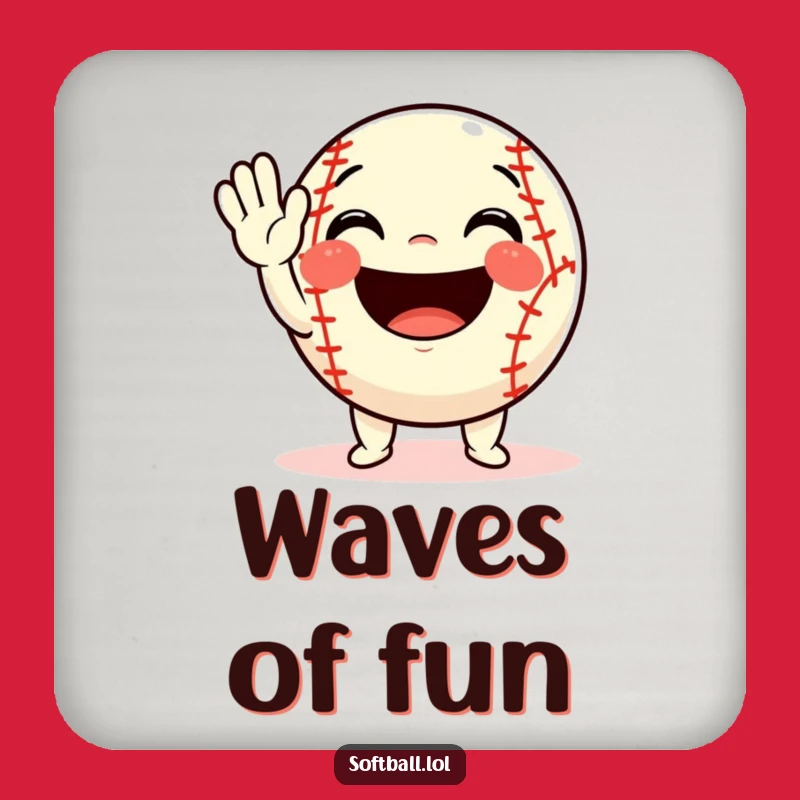 Funny Softball Wave Coasters: Cheerful Character's Greeting, Humorous Set, Great Funny Gift