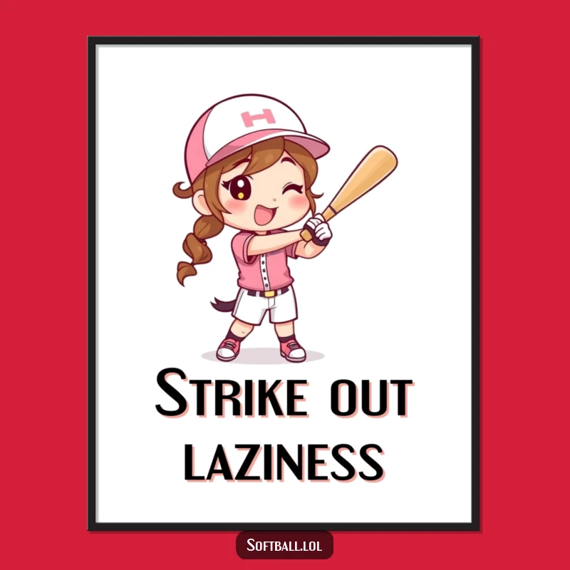 Funny Softball Swing Poster: Energetic Wall Art, Perfect Gift