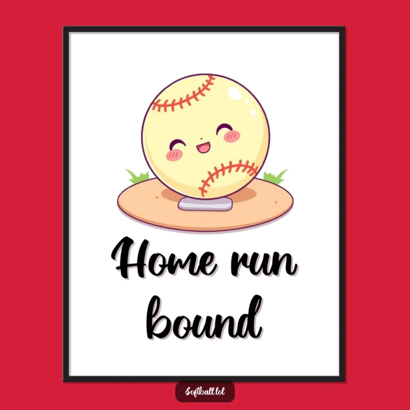 Funny Softball Sliding Home Plate Poster - Action Sports Art