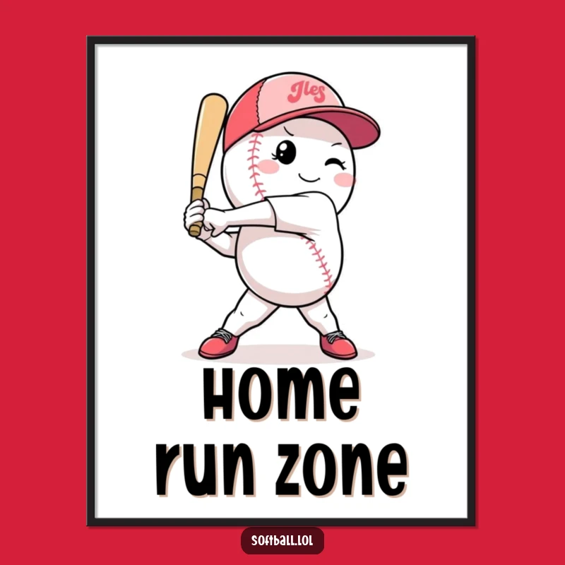 Funny Softball Poster: Confident Mid-Swing Art, Perfect Funny Gift