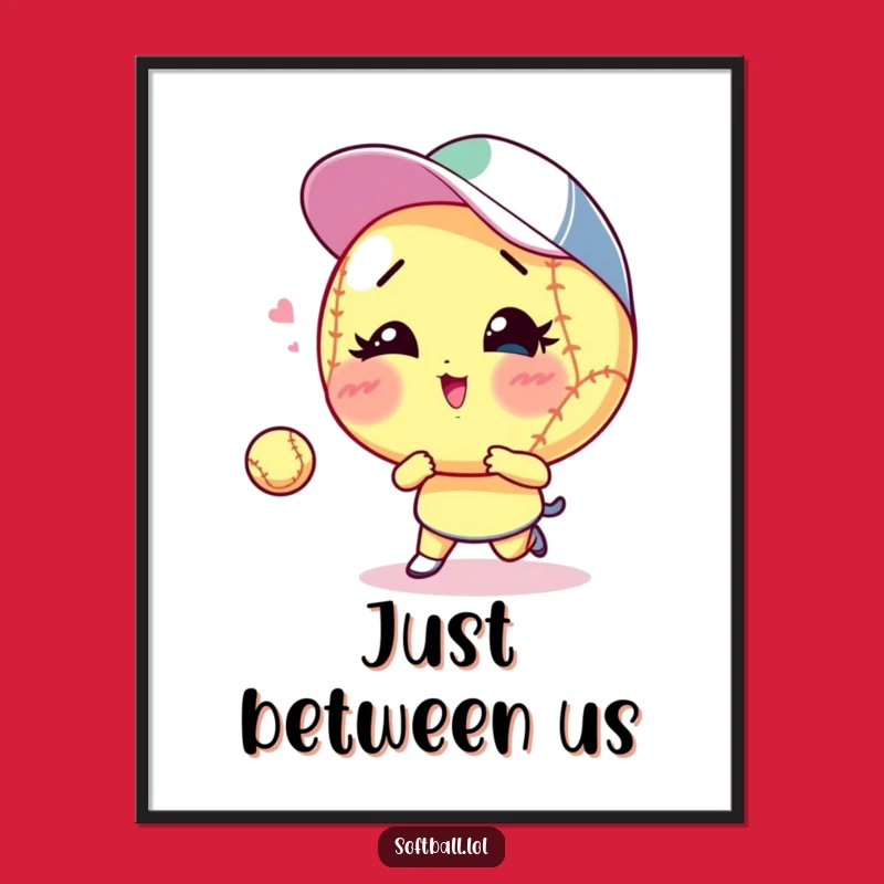 Funny Winking Softball Poster - Cheeky Catch Art Print Gift