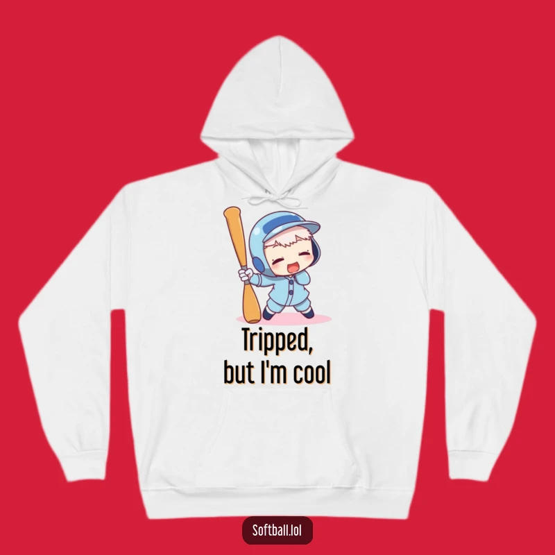 Funny Baseball Bat Tripping Hoodie - Cozy Character Sweatshirt, Great Gift