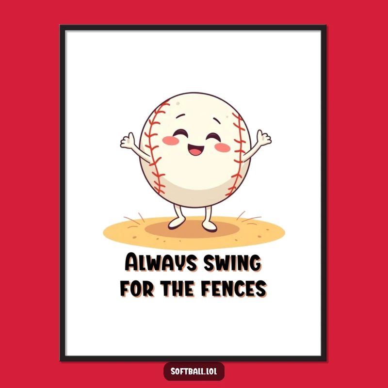 Funny Free Printable Wall Art: Silly Dancing Softball Character for Instant Joy!