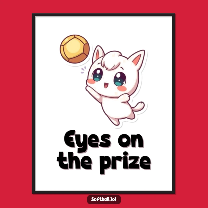 Free Printable Kawaii Baseball Art - Excited Catcher Downloadable Wall Decor