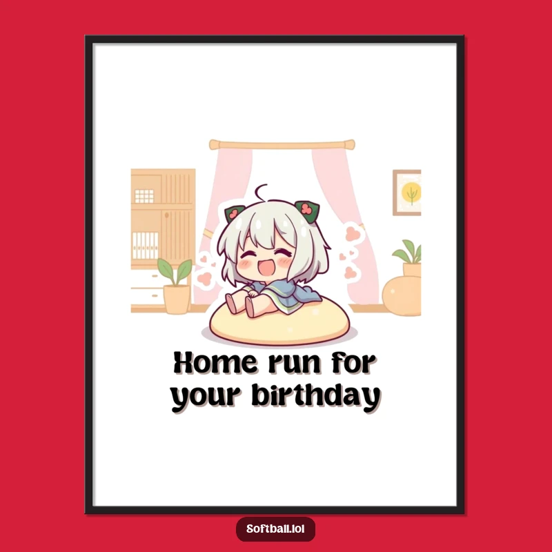 Free Printable Baseball Wall Art: Funny Sliding Character Downloadable Decor Gift