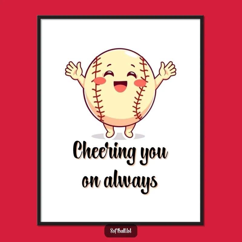 Free Printable Cheering Softball Art - Funny Downloadable Wall Decor