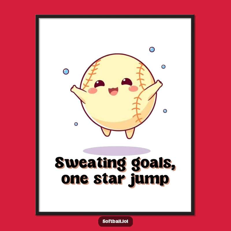 Free Printable Softball Wall Art: Sweaty Star Jump Funny Downloadable Decor