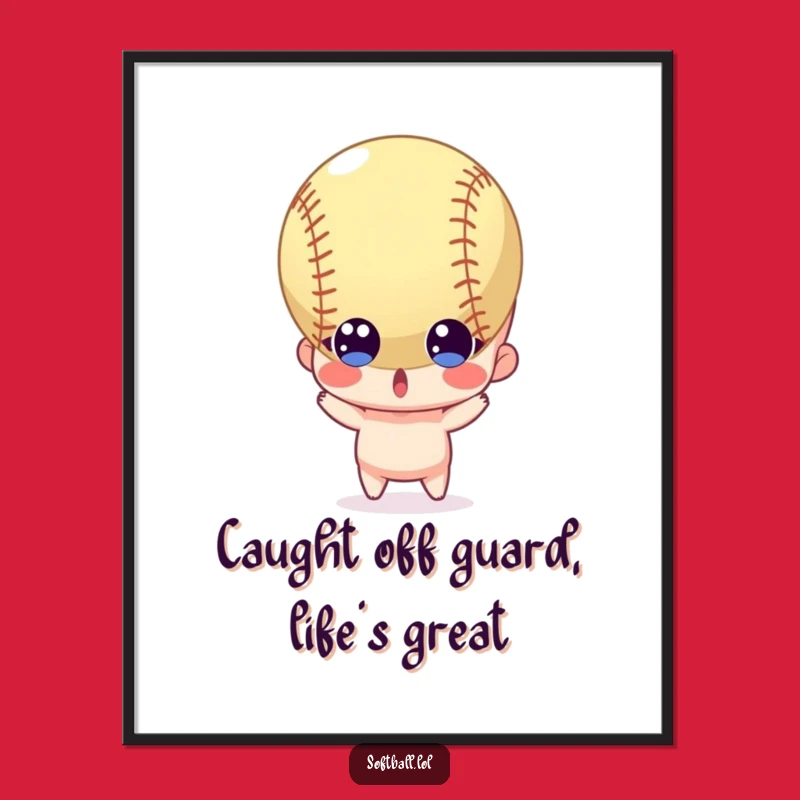 Free Printable Wall Art: Surprised Character Softball Dodge Downloadable Decor