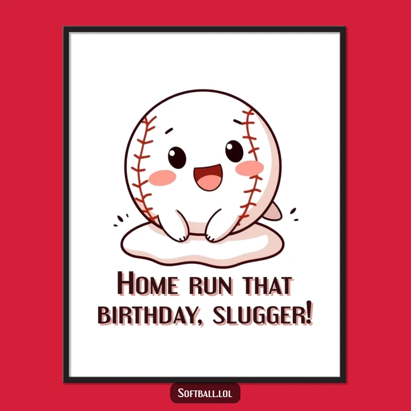 Free Printable Wall Art: Funny Softball Player Sliding - Humorous Downloadable Art