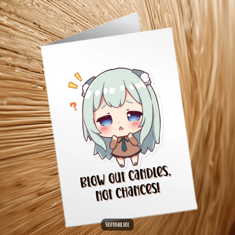 Funny Free Printable Birthday Card: A surprised character realizing they missed a hit, perfect for a humorous birthday.