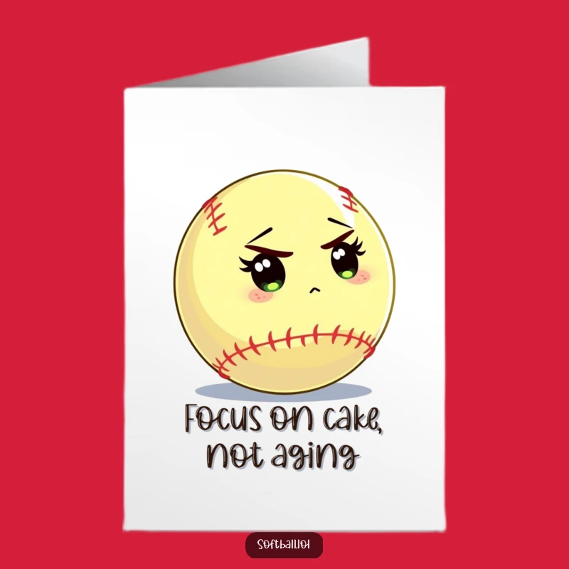 Free Printable Birthday Card: Focused Softball, Perfect Downloadable Humor for Gamers!