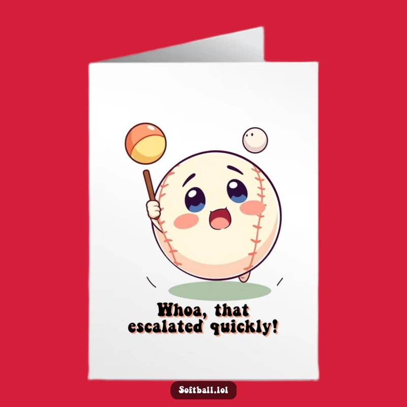 Free Printable Birthday Card: Surprised Softball Pop Fly Funny Downloadable Gift