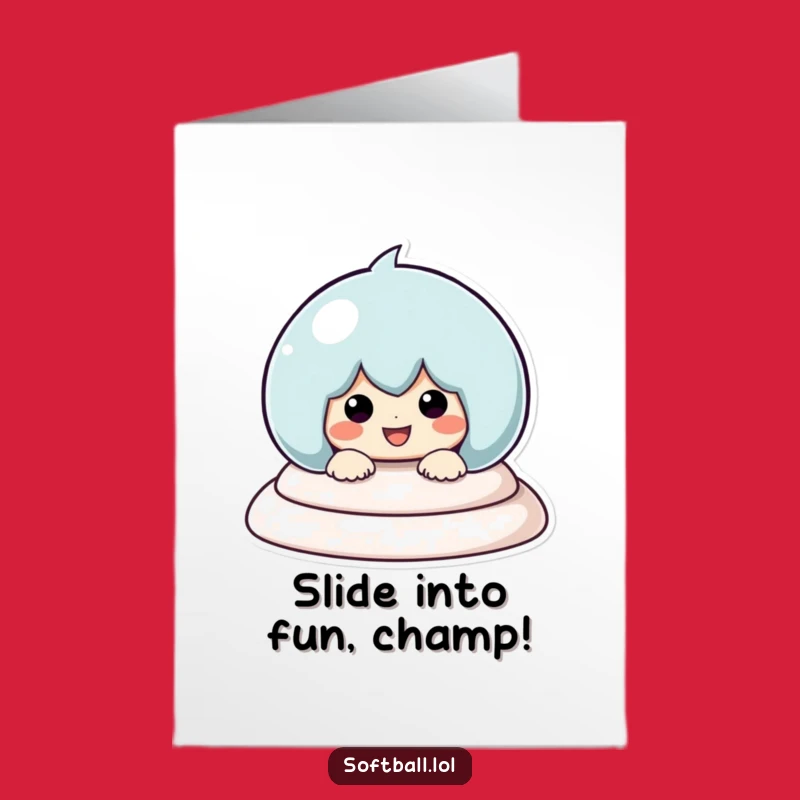 Free Printable Kawaii Baseball Birthday Card - Funny Sliding Player Downloadable