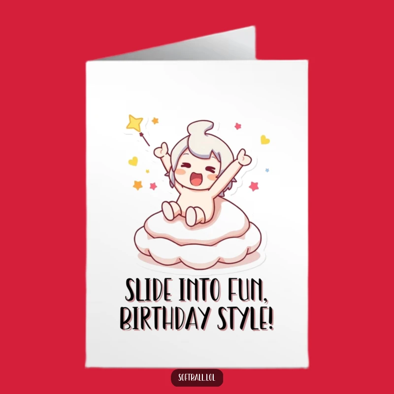 Funny Free Printable Birthday Card: Bouncy Base Slide Hero - Downloadable DIY Gift