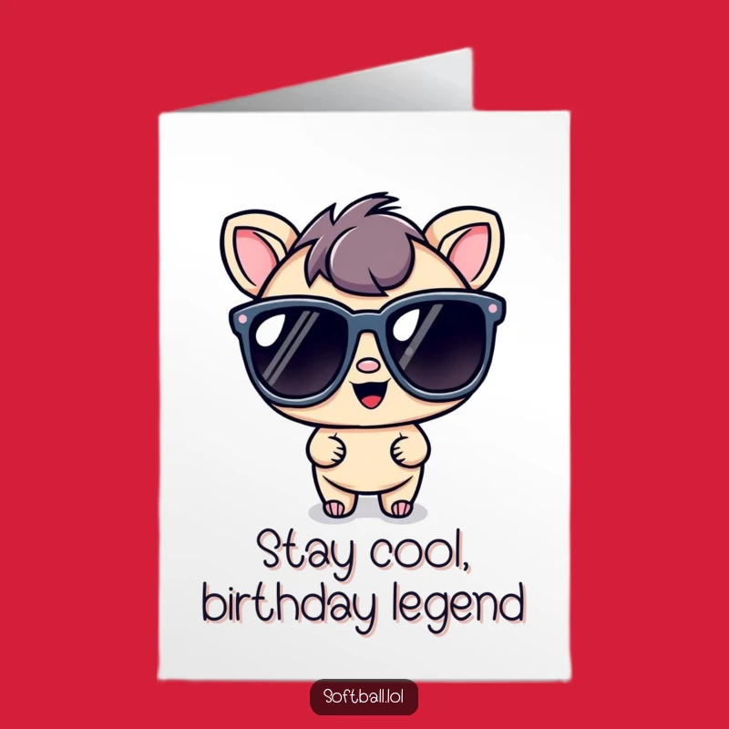 Free Printable Birthday Card: Kawaii Cool Character Sunglasses, Funny Downloadable Gift